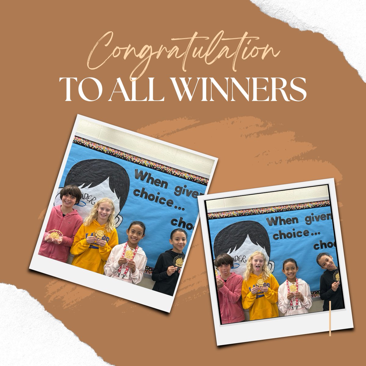 📷Congratulations to our 5th Grade Attendance Poster Contest Winners!📷
These talented students have shown their creativity and commitment to school spirit with their amazing designs!  Their posters highlighted the importance of showing up, staying engaged, and making every day.