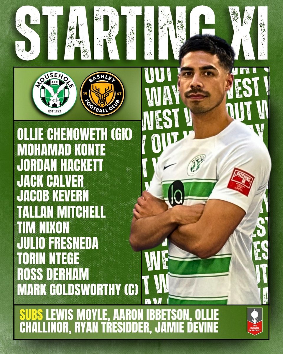 MouseholeAFC's tweet photo. Your SEAGULLS LINE-UP for tonight's @IsuzuFATrophy  tie with @FootballBashley 

⌚️Kick-Off 19:45 https://t.co/I6qmAUklDD