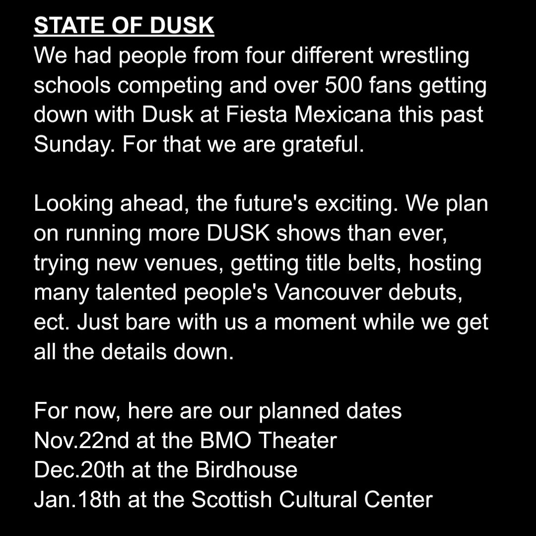After hosting over 500 fans this past weekend, here's a lil update on DUSK's future. All good news - MONTHLY SHOWS BABY!

Just bear with us a sec while we get all the graphics and final details down