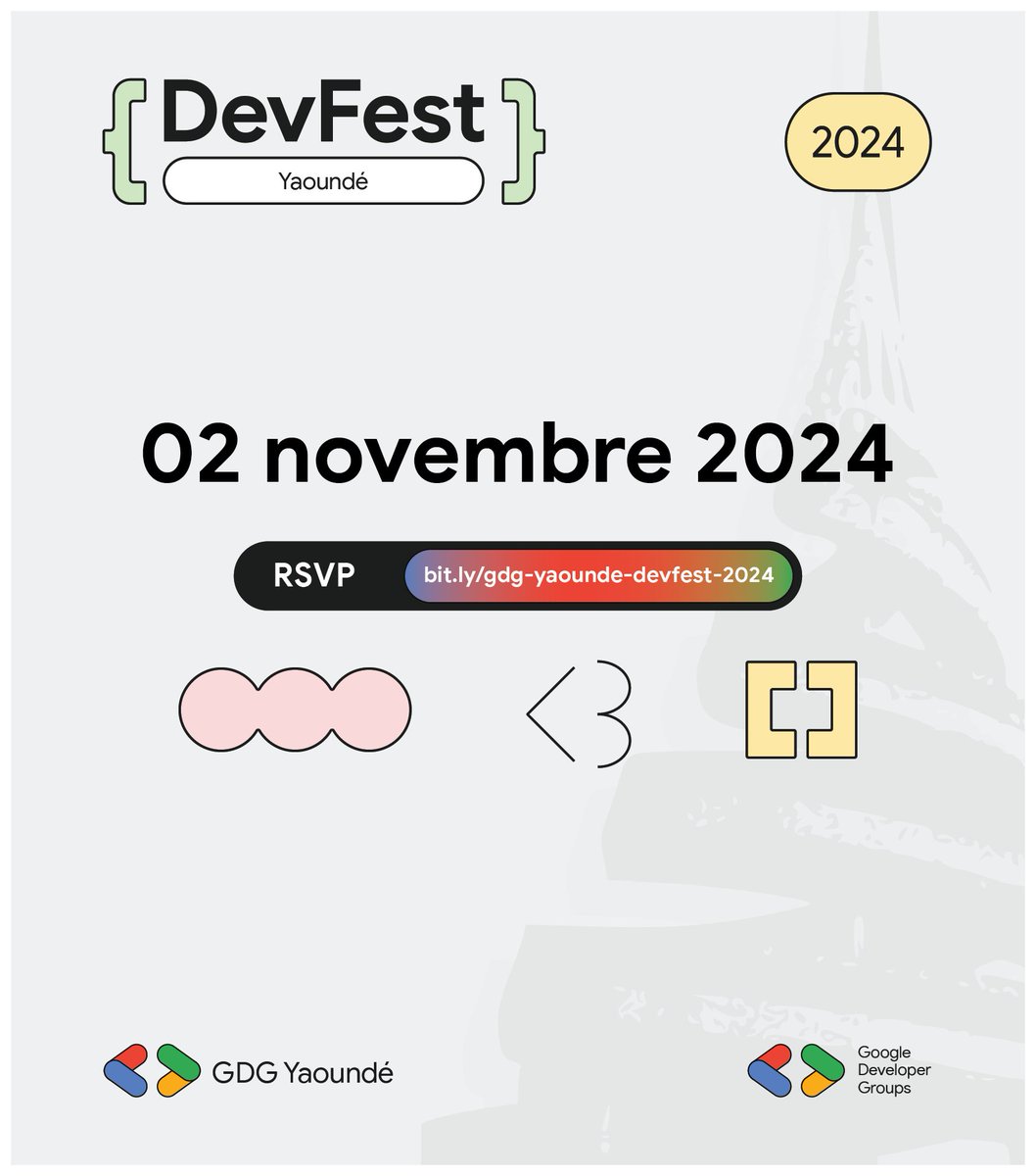 🎯 L’objectif du DevFest ?
Réunir les développeurs, experts et passionnés de tech pour partager, apprendre et innover ensemble.

bit.ly/gdg-yaounde-de…  🚀 
#DevFest #DevFestYaounde #GDGYaounde