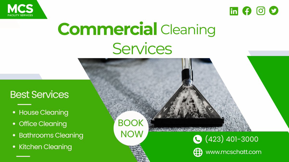 mcs_chatt's tweet photo. MCS strives to provide the most consistent, dependable, and cost-effective cleaning services available. For professional Commercial cleaning services visit our website: https://t.co/msi9hjUAUO
or call (423) 401-3000.
#chattanoogacleaning #commercialcleaningservice #Chattanooga https://t.co/shIBe8ZRxz