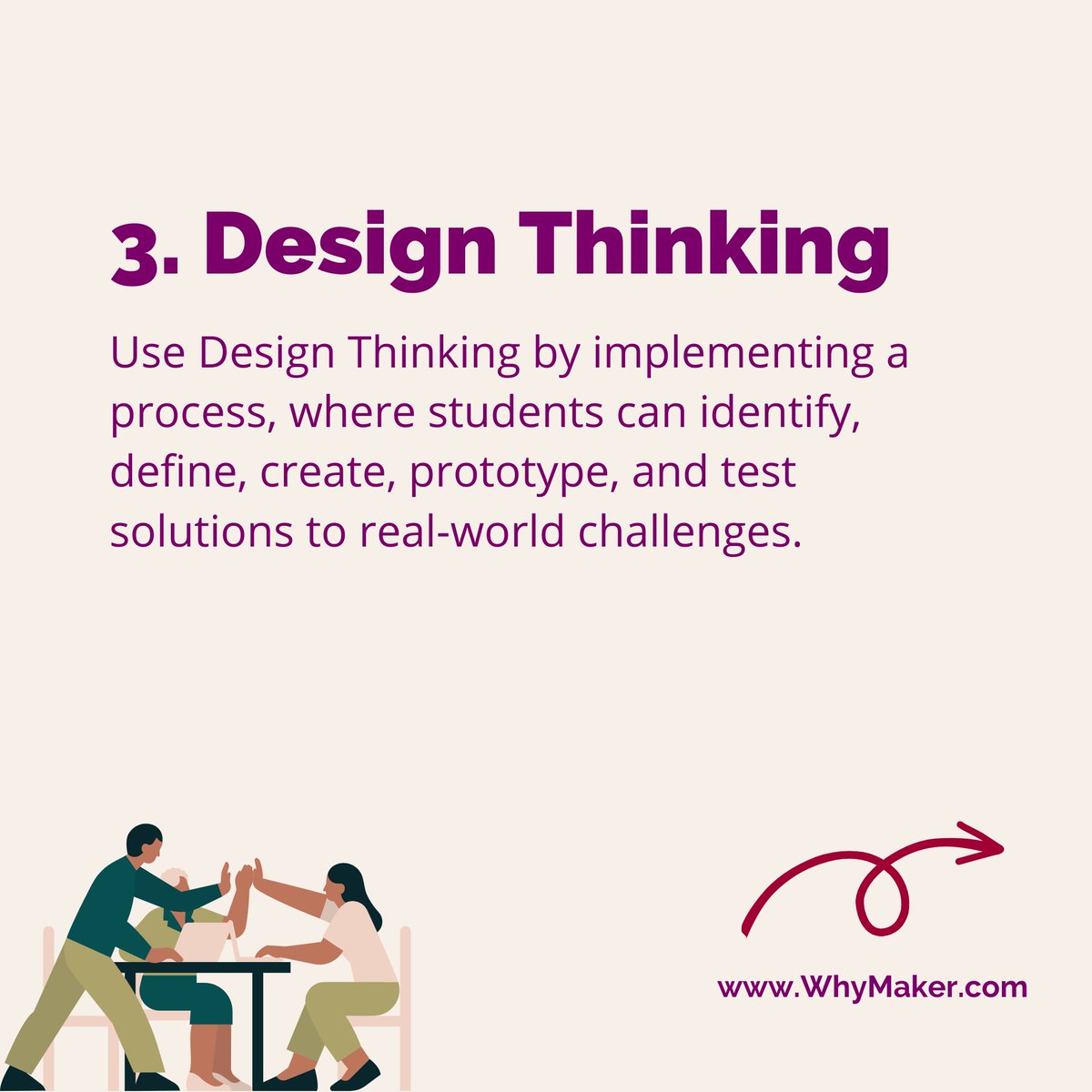 WhyMaker's tweet image. Want to get your students to problem solve in an interactive, engaging way? 

Try these 4 creative techniques! 🎨✨

#ProblemSolving #Gamification #MindMapping #DesignThinking #Education #Teachers #Students #TeacherTwitter #EduTwitter