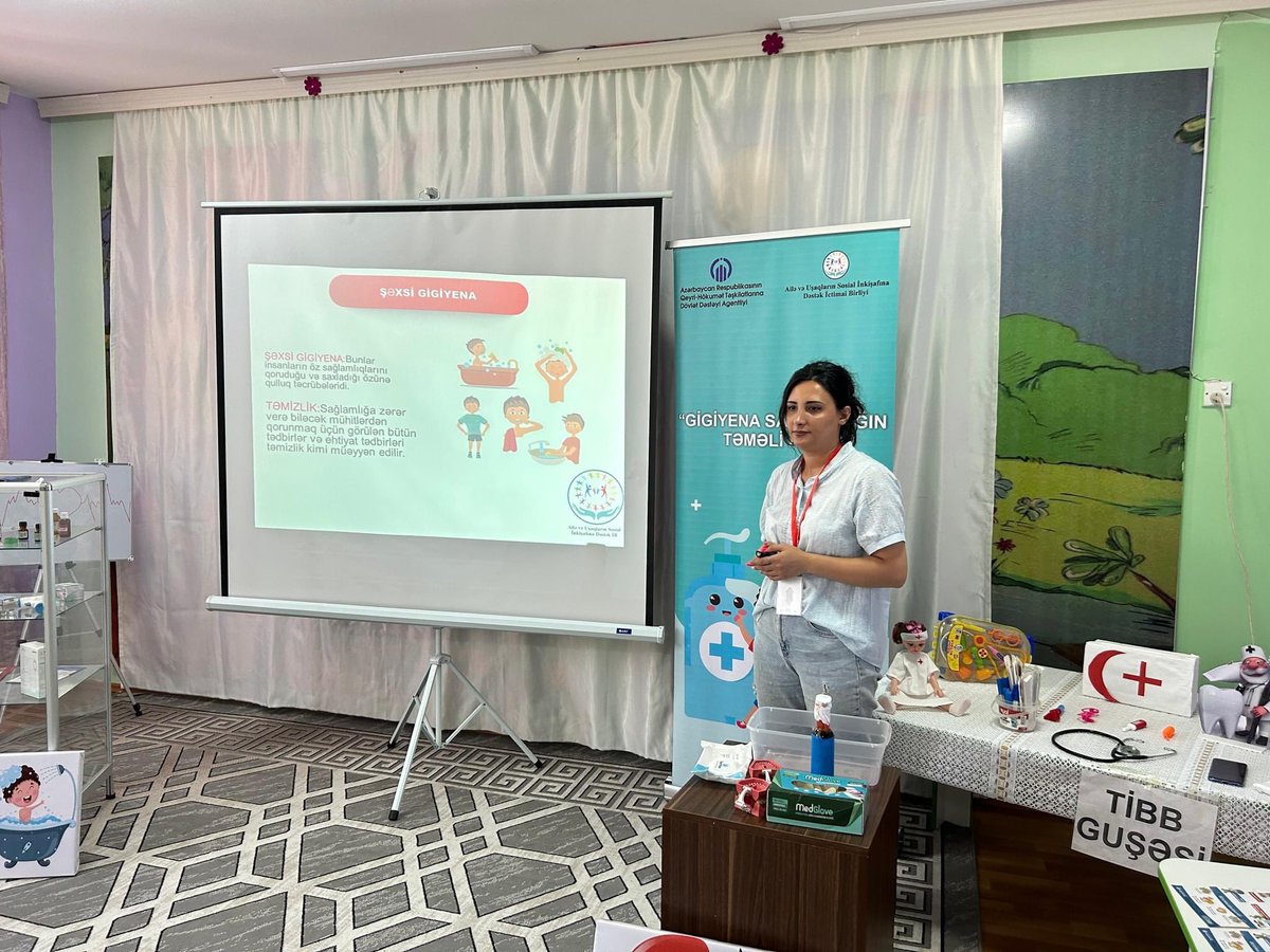 Ailə və Uşaqların Sosial İnkişafına Dəstək ictimai birliyi Azərbaycan Respublikasının  Qeyri-Hökumət Təşkilatlarına Dövlət Dəstəyi  Agentliyinin kiçik qrant müsabiqəsi çərçivəsində “Gigiyena sağlamlığın təməli kimi” layihəsinin  təlimi keçirildi.