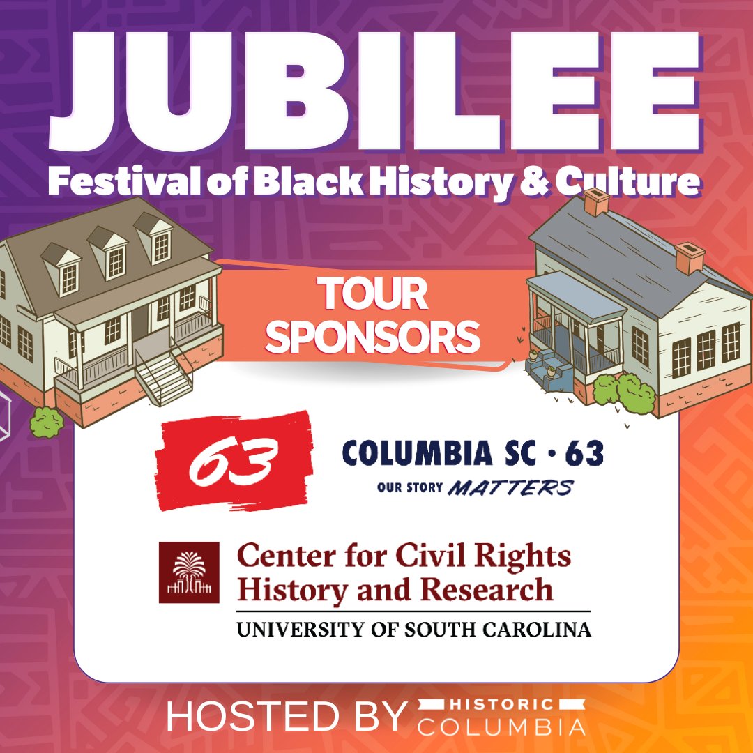 Jubilee is this Saturday! 
🔅 Mann-Simons &amp; Modjeska Monteith Simkins House tours are FREE (located within the festival)
🔅 FREE 45-minute bus tours of African American historic sites
👏 Thanks to our education sponsors: <a href="/ColumbiaSC63/">Columbia SC 63</a>  and <a href="/UofSCCRC/">Center for Civil Rights History & Research</a> 
 ➡️ jubileesc.org