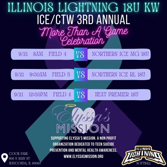 Come out and see Illinois Lightning 18u KW in Wauconda this weekend!

@AnthonyGliffe1