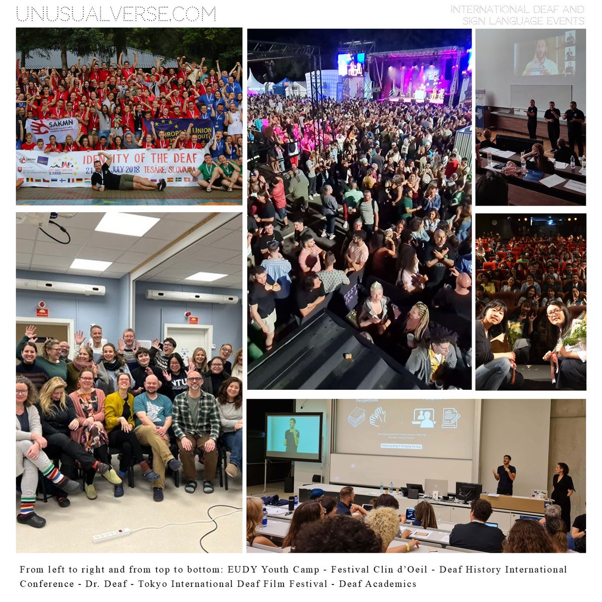 Looking for an international Deaf or sign language event? Here you will find a guide with more than 20 international events: when they are held, where, who organizes it, videos and much more: unusualverse.com/2024/09/intern…

#deafpeople #signlanguages #events #international #events