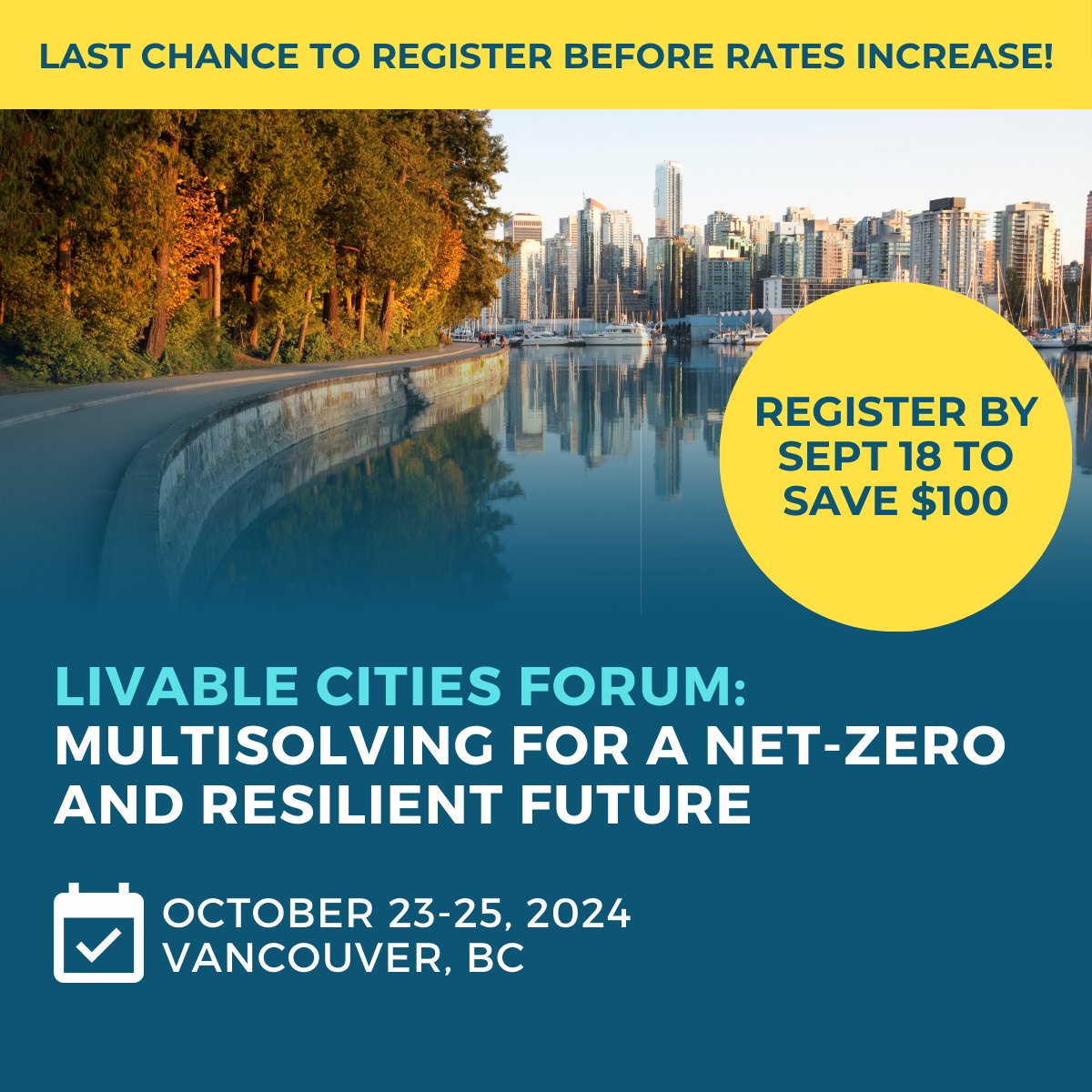 ICLEI_Canada's tweet image. ⏰ Last chance to register before rates increase! Register for #LCF2024 by tomorrow to take advantage of regular rates before late registration fees kick in! Don&apos;t wait – register now and save before prices go up 👉 icleicanada.corsizio.com/event/6671c498…

#Multisolving #ClimateAction