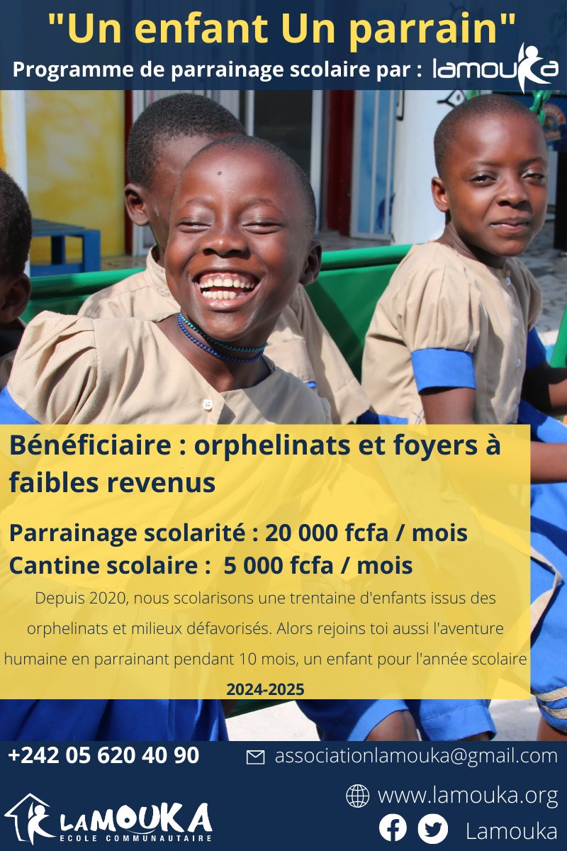Un enfant parrainé chez <a href="/lamouka/">Association Lamouka</a> est une vie et un destin changés à tout jamais. 4 ans maintenant que nous assurons pour les enfants la meilleure trajectoire possible grâce à l'éducation. Les sourires sur les visages et chaque diplôme obtenu sont ma meilleure récompense❤️