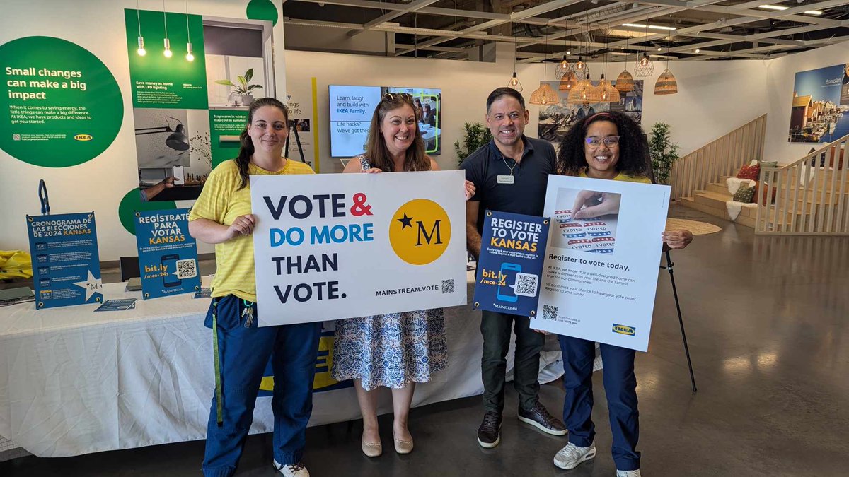Happy National Voter Registration Day Kansas!! We loved spending the morning helping folks check their voter registration with fellow <a href="/nejcchamber/">NEJC Chamber</a> members IKEA in Merriam. Make sure you're #voteready at ksvotes.org/en/r/mce and ksvotes.org/es/r/mce