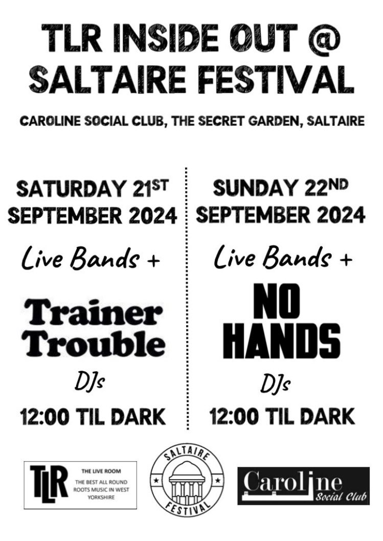 Sunny <a href="/SaltaireFest/">Saltaire Festival</a>  at weekend &amp; #TrainerTrouble will be playing #Records all #Saturday from Midday till Dark in the #SecretGarden at <a href="/Carolineclub/">Caroline Social Club</a> #Saltaire with live bands from <a href="/TLRatSaltaire/">TheLiveRoomSaltaire</a> 
Stop by for a #beer
#Shipley #Bradford #soul #funk #vinyl #BD2025 #Bradford2025