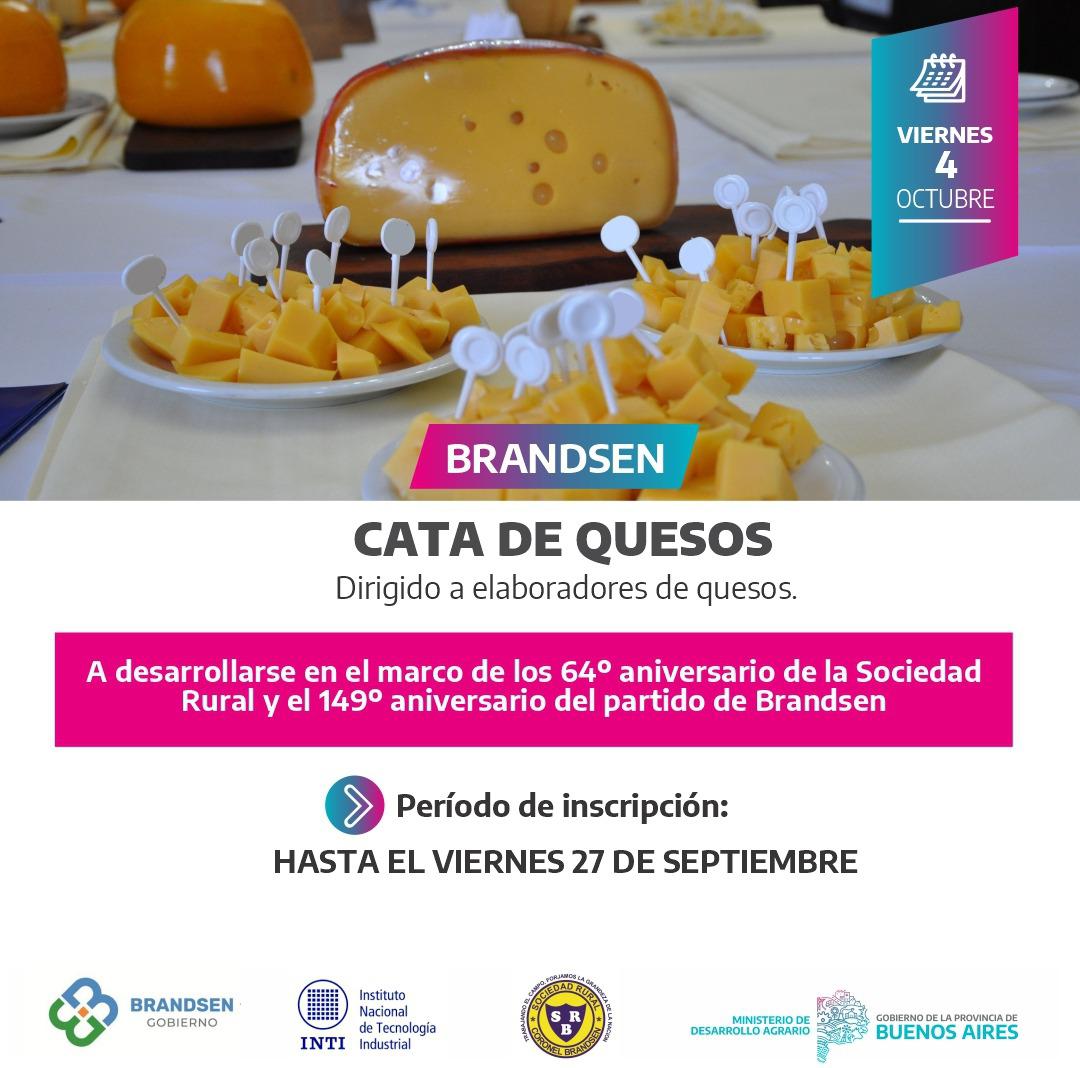 #Brandsen
Cata de quesos 🧀

⚠️Inscripción hasta el 27/09

En el marco de los 64º aniversario de la Sociedad Rural y el 149º aniversario del partido de Brandsen

📌4/10
👥Dirigido a elaboradores de quesos
🧑‍💻Inscripción: tinyurl.com/cataquesosbran…