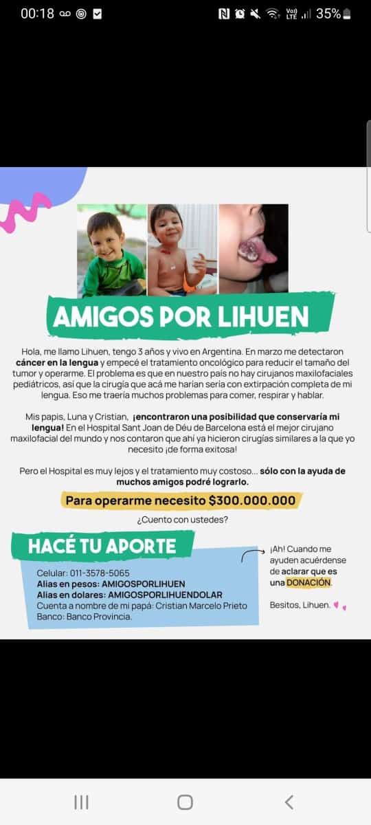 Hola gente querida acá estoy yo Rodrigo Cristofaro (el toro de #LaPeñaDeMorfi) el hijo d un amigo,necesita d la ayuda de todos ustedes para tener su posibilidad de pelear por una mejor calidad de vida
Les agradecería de corazón si pudieran compartir y ayudar a visibilizar su caso
