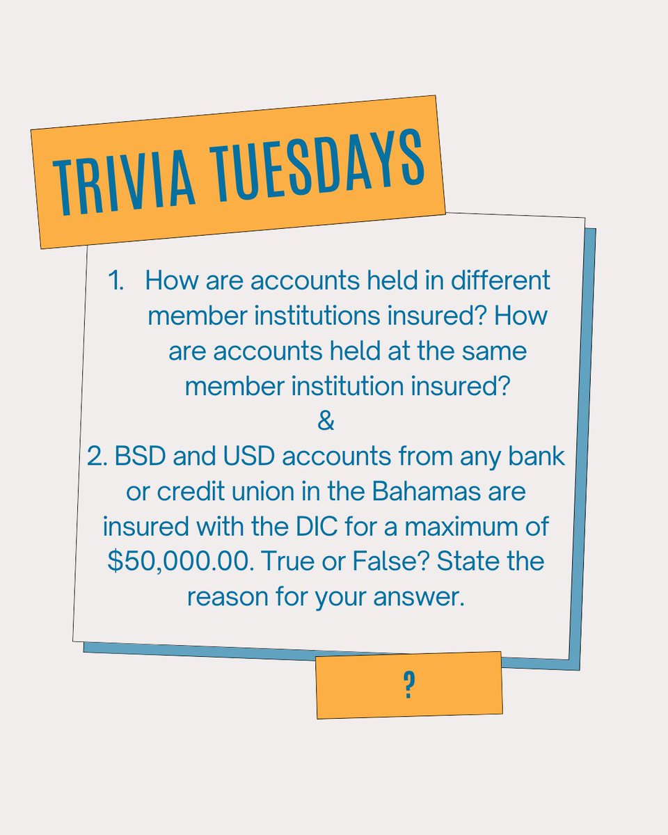 It's that time of the week again!

Answer these questions for a chance to win prizes!!!

Important Details to note:
- Answer submissions should be sent via direct messages or email (accooper@centralbankbahamas.com)
dicbahamasturns25