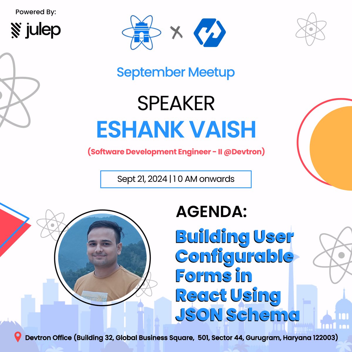 Eshank Vaish, SDE-II at Devtron, is here to show how to build user-configurable forms in React using JSON Schema. 🚀💻

#ReactDelhi #JulepAI #Devtron