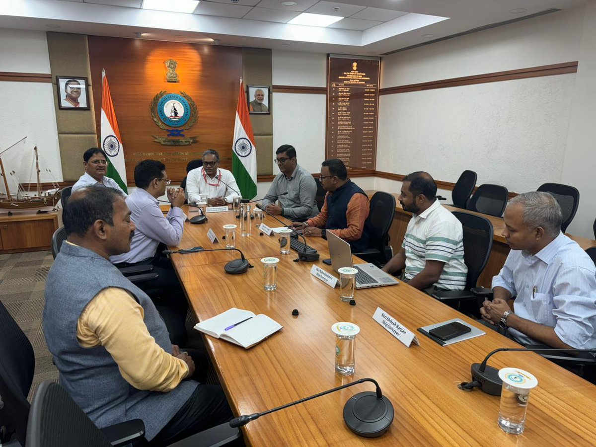 seaandcoast1's tweet photo. Maritime Security and Seafarer Welfare Dialogue: CISF Senior Officials Meet with DG Shipping Shri Shyam Jagannathan (IAS) at DGS Headquarters 
@dgship_goi @CISFHQrs
In a significant step towards enhancing port security and addressing the welfare of seafarers, a high-level meeting was convened today between senior officials of the Central Industrial Security Force (CISF) and the Directorate General of Shipping (DG Shipping). The meeting, held at DG Shipping headquarters, saw the participation of Shri Sudhir Kumar, Additional Director General (ADG-South) CISF, and Dr. Manoj Kumar Sharma, Inspector General (IG) CISF, who engaged in critical discussions with DG Shri Shyam Jagannathan and other key officials from DG Shipping.

The primary focus of the dialogue centered around the implementation of the International Ship and Port Facility Security (ISPS) Code, which is vital for strengthening port security and ensuring smooth maritime operations. Both parties also deliberated on key issues affecting seafarers, including their challenges at air and sea ports, as well as their welfare during shore leave.

The meeting underscored the need for closer collaboration between the CISF and DG Shipping to ensure that India’s ports remain secure while simultaneously addressing the welfare of the nation’s seafaring community. By streamlining security protocols and improving support systems, the dialogue aims to contribute to the overall safety and well-being of seafarers, an essential part of global maritime operations.

This development marks a significant step forward in India's commitment to robust maritime security and the protection of its maritime workforce.
#MaritimeSecurity #SeafarerWelfare #ISPSCode #CISF #DGShipping
@JNPort @cslcochin @INSA_Mumbai @Fosma5 @CMMI_India @FSUIINDIA @shippingcorp @VRMaritime199 @Fleet_stories @MSCCargo @Maersk @MaerskIndia @PIB_ShipMin @Capt_Unni