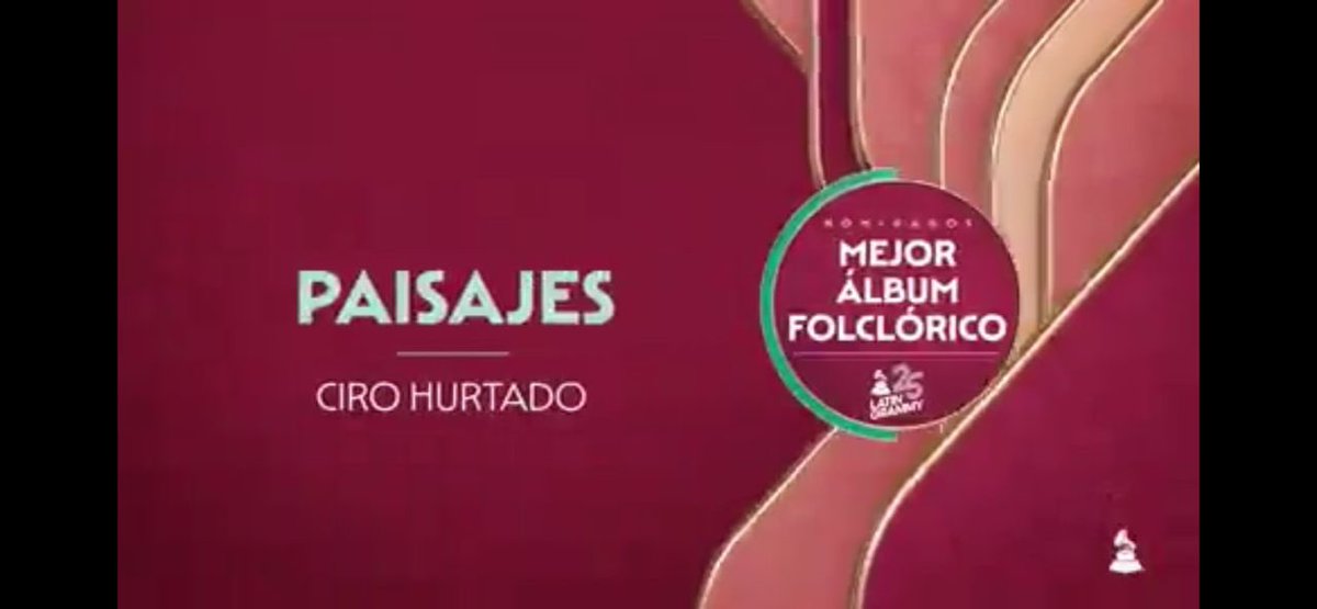 I just received the news this morning—my album Paisajes has been nominated for a Latin Grammy in Folk Music!
Acabo de recibir la noticia esta mañana: mi álbum Paisajes ha sido nominado para un Latin Grammy en Música Folclórica
<a href="/LatinGRAMMYs/">The Latin Recording Academy / Latin GRAMMYs</a> <a href="/RPPNoticias/">RPP Noticias</a> <a href="/elcomercio_peru/">El Comercio</a>