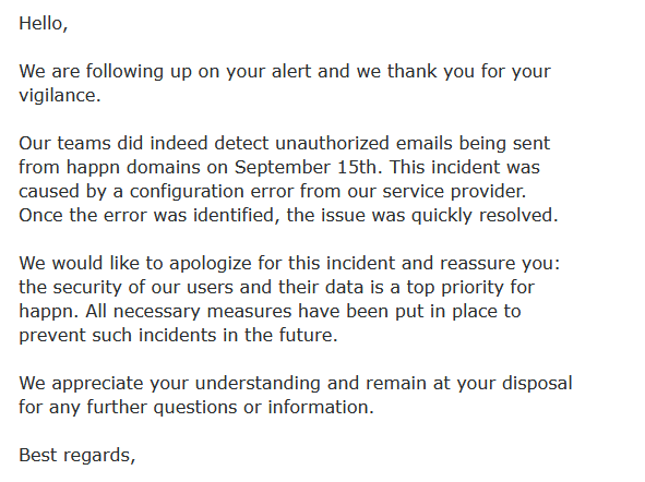 MattiSony's tweet photo. @DeluxeBenny @happn_app @MetaMask I also have separate email for services, I sent an email to the support team and the DPO saying "we need to know what has been hacked and what's possibly been leaked." 

This was the reply i got from happn https://t.co/7r7naITJRx