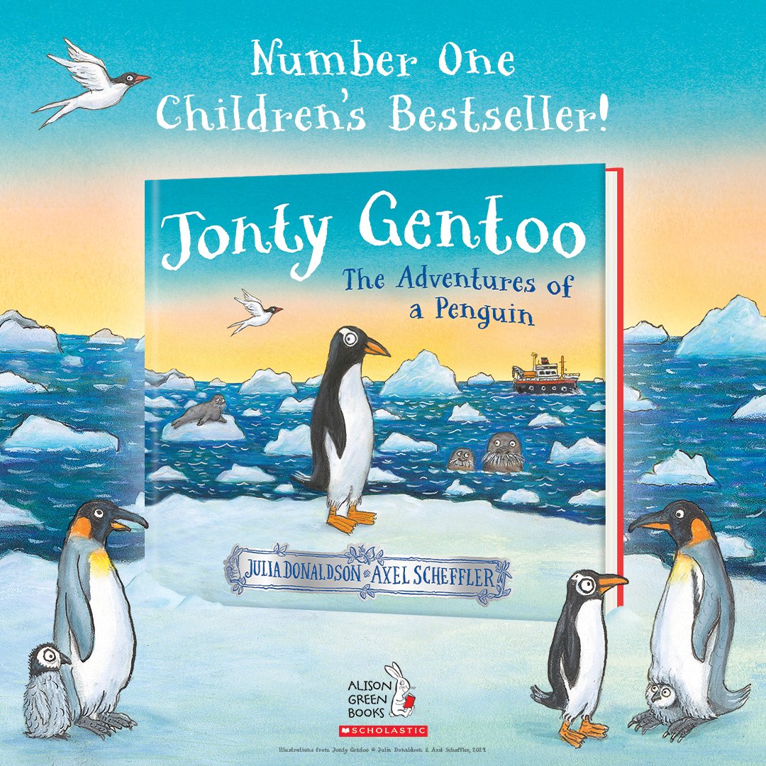 We are overjoyed that #JontyGentoo: The Adventures of a Penguin has waddled to Number One in the UK's Children's Bestseller Chart 

Congratulations to Julia Donaldson and Axel Scheffler whose pitch-perfect rhyme and stunning pictures bring joy to children and adults worldwide