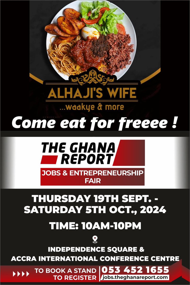 Free food activated. I’m repping life 

*#GhanaJobsFair*
*#YouthEntrepreneurship2024*