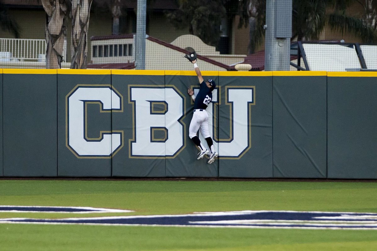 rayleighmiranda's tweet photo. A home run robbery, ball in glove, with the CBU logo 🔒 https://t.co/gGpLYGTNQm