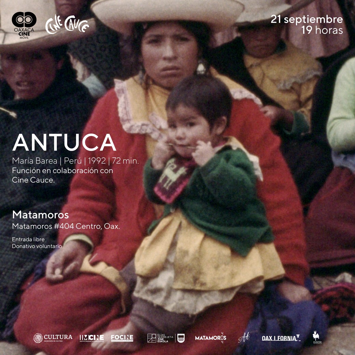 ANTUCA (María Barea, 1992, Perú) en <a href="/OaxacaCine/">OaxacaCine</a> Móvil. 
Sábado 21 sept. a las 7pm en #Matamoros404 Centro Oax. 
¡Imperdible! ¡Les esperamos!  
#cineperuano #warmicineyvideo #cinecauce
#16mm 
#organización #trabajadorasdelhogar