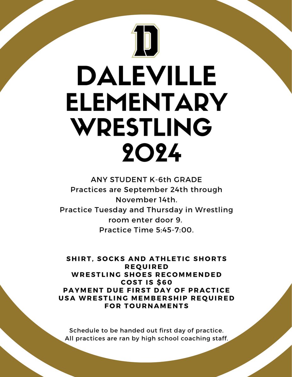 Daleville Wrestling (@dalevillewrestl) on Twitter photo One week from today ! Come learn some discipline and self control ๐ช๐ป <a href="/DES_Broncos/">Daleville Elementary</a> <a href="/dalevillejoseph/">Kevin Joseph</a> One week from today ! Come learn some discipline and self control ๐ช๐ป <a href="/DES_Broncos/">Daleville Elementary</a> <a href="/dalevillejoseph/">Kevin Joseph</a>