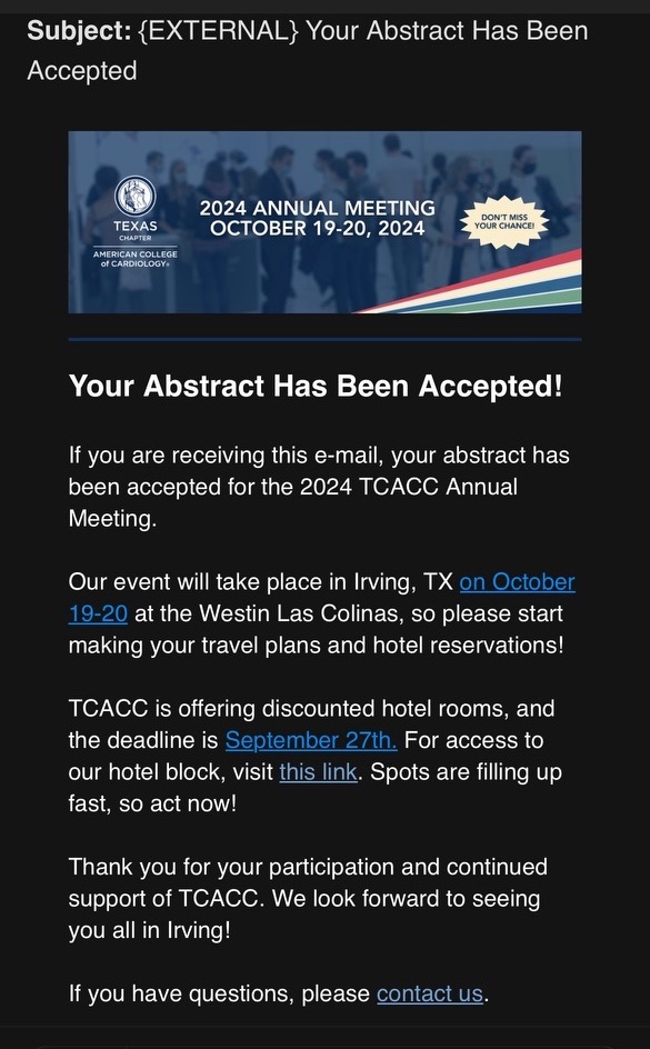 Looking forward to presenting my research and meeting new faces. See you all soon! 
<a href="/txchapteracc/">Texas Chapter - ACC</a>