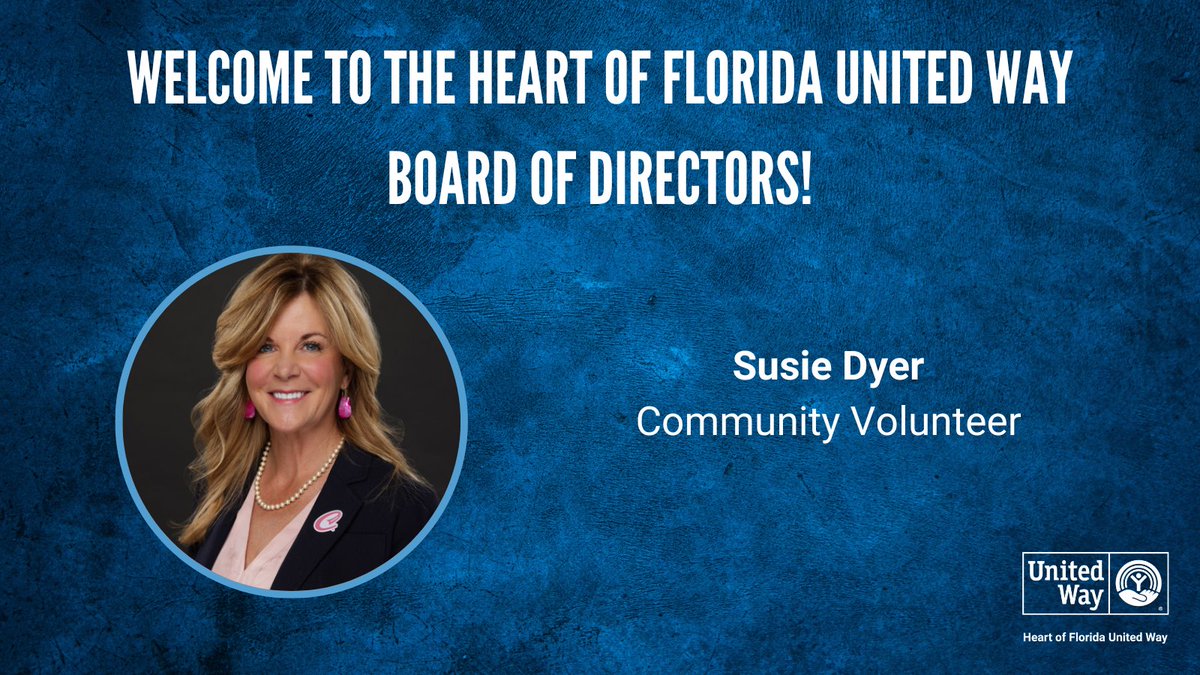 We're excited to announce Susie Dyer as our newest board member!

Her dedication will make a BIG difference in Central Florida. Let's welcome her to the team! 

#LIVEUNITED #NewBoardMember #CommunityImpact