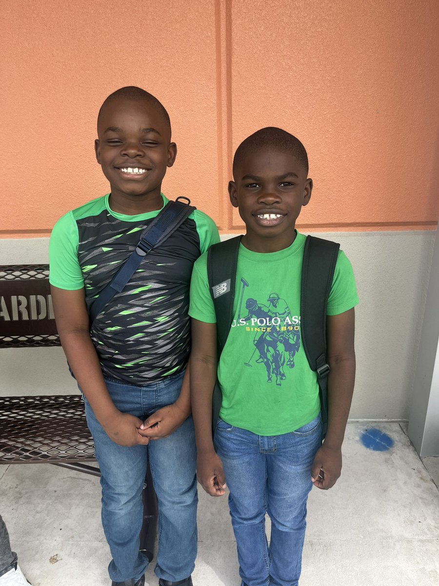 Samuel and Jabez are wearing green to show support for “First Start With Hello” week at Millennia Gardens Elementary! 💚