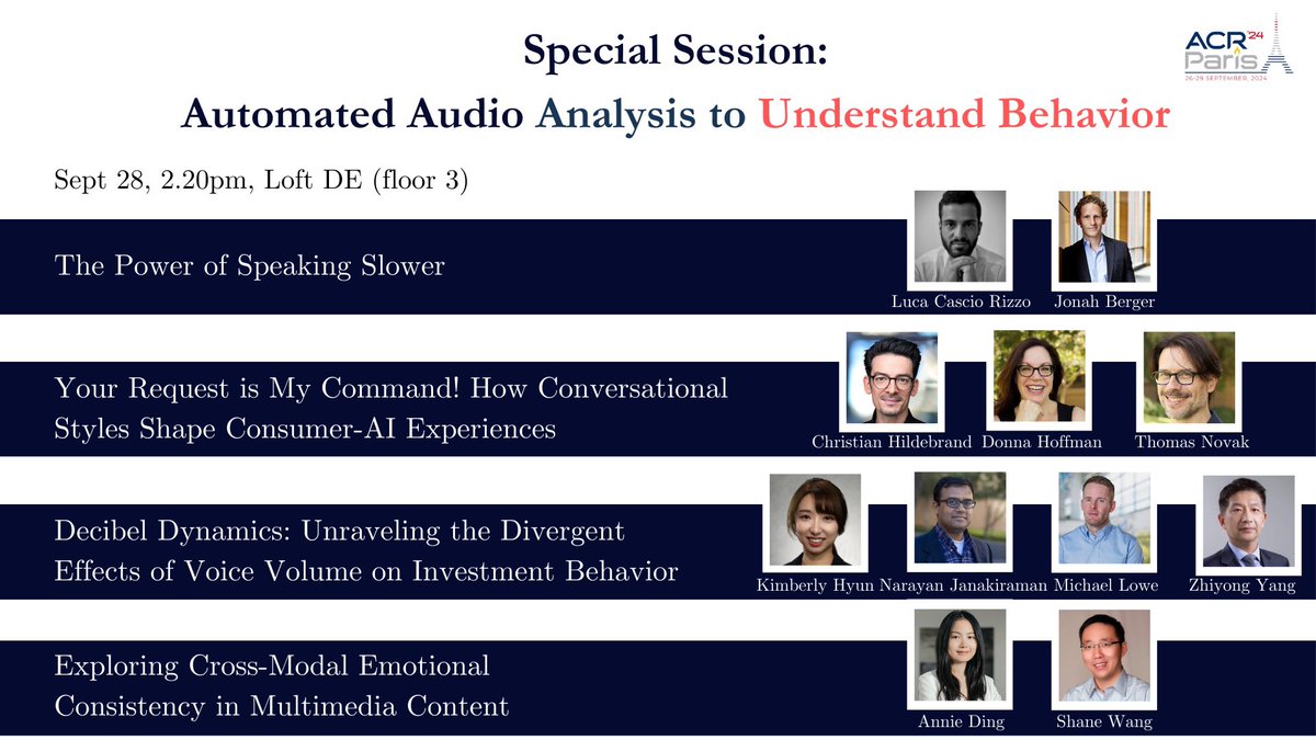 🚨 ACR Special Session 🚨

If you are attending ACR in Paris, consider joining our special session on Automated Audio Analysis!

The session explains how to we can parse audio resources to test theory and uncover insights into consumer behavior.

See you there!!