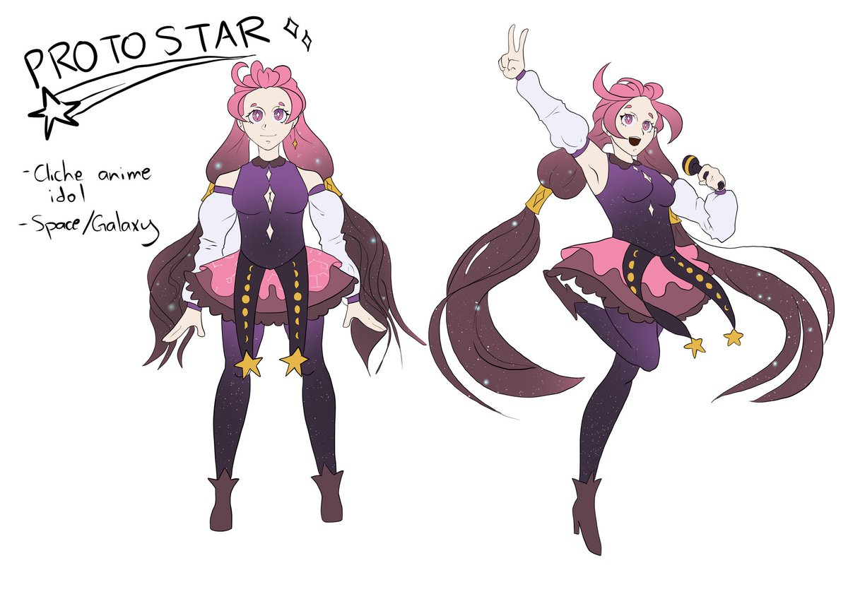 PI_DyeYT's tweet photo. Rough draft of a new character design for my 2D Rigging class!

For this project, we have to animate a character rig doing a dance, so I thought a space-themed cliche anime girl idol would be fun :) https://t.co/MekuLJhh29