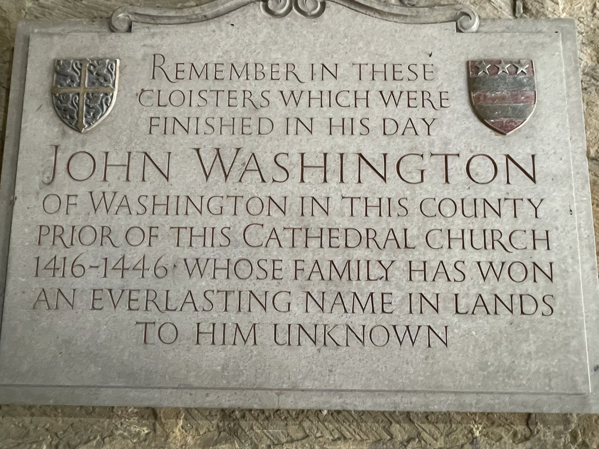 A strangely moving plaque in the cloisters of Durham cathedral- of particular interest to Americans