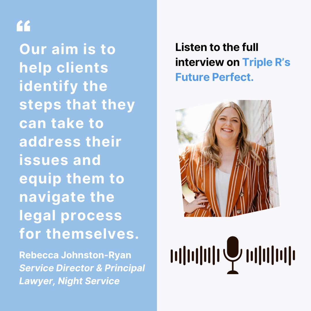 Rebecca Johnston-Ryan, Service Director &amp; Principal Lawyer - Night Service, discusses improving access to justice and the critical role of FLS's longstanding Night Service some 50 years on. Full interview with <a href="/dyl_bird/">Dylan Bird</a> on <a href="/3RRRFM/">3rrrfm</a> this week:
rrr.org.au/.../30152-futu… #CommunityLaw