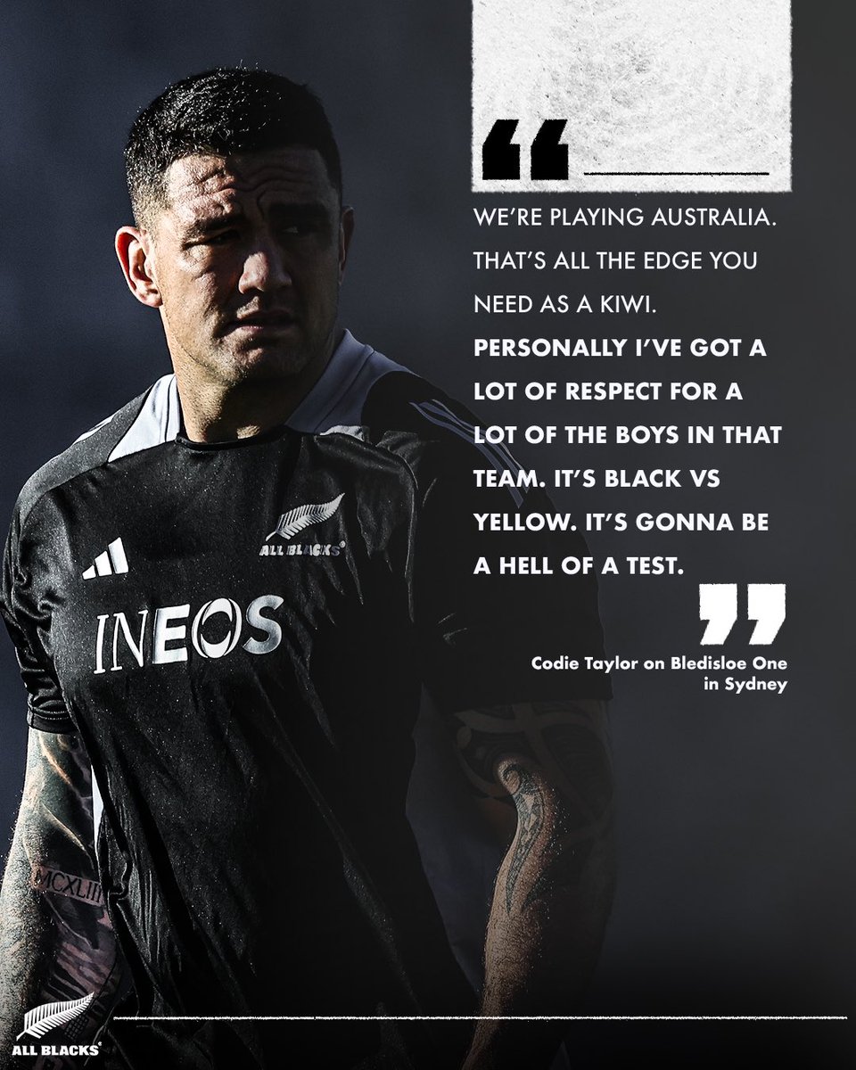 AllBlacks's tweet photo. Bledisloe One approaches 😤

📆 Saturday 5:45pm NZT / 3:45pm AEST

#AllBlacks #BledisloeCup https://t.co/R5F7jNPcvK