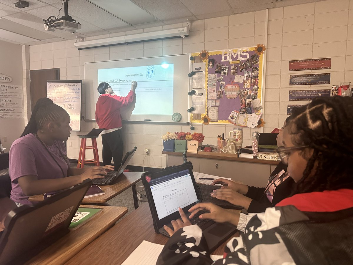 Unpacking Unit 2 in 8th grade RLA! Students have an opportunity to review what they will be learning and actually internalize for themselves. This is next level learning in Ms. Collins classroom! #LeadWithImpact