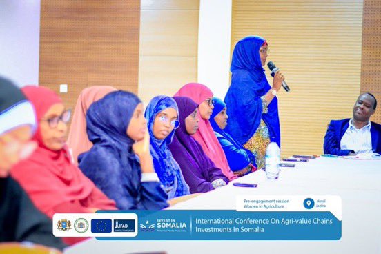 jamila_khadar's tweet photo. Empowering #Somali women to take a leading role in #AgriValueChains is key to boosting agricultural productivity
Today’s meeting at Jazeera Hotel is all about enhancing their participation in the upcoming International Conference on Agri-Value Chains Investment
@MOASomalia https://t.co/2FQ7gt9ZWN