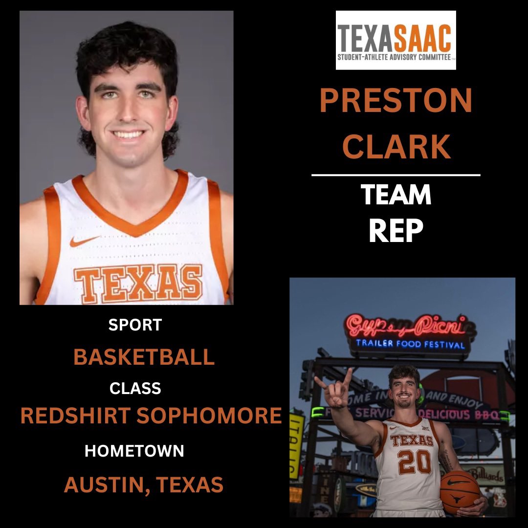 TexasSAAC's tweet image. Welcome our Menโs Basketball SAAC reps, Cole Bott and Preston Clark!๐๐ค๐ผ