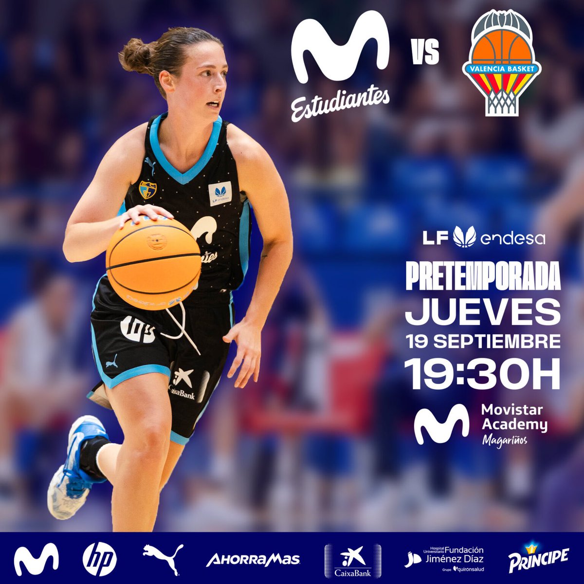 Basket Pasión (@basketpasionbp) on Twitter photo 🏀 ¡Nuevo reto para las Women in Black!💙🖤
Este jueves, el <a href="/MovistarEstu/">Movistar Estudiantes</a> se enfrenta al campeón de liga, Valencia Basket, en un duelo clave de pretemporada. 💪
📅 Jueves 19 de septiembre
⏰ 19:30h
📍 Magariños
✍🏻<a href="/YusSanjuan/">jose eduardo yus sanjuan</a>
#MovistarEstudiantes #WomenInBlack #Estulucha 🏀 ¡Nuevo reto para las Women in Black!💙🖤
Este jueves, el <a href="/MovistarEstu/">Movistar Estudiantes</a> se enfrenta al campeón de liga, Valencia Basket, en un duelo clave de pretemporada. 💪
📅 Jueves 19 de septiembre
⏰ 19:30h
📍 Magariños
✍🏻<a href="/YusSanjuan/">jose eduardo yus sanjuan</a>
#MovistarEstudiantes #WomenInBlack #Estulucha
