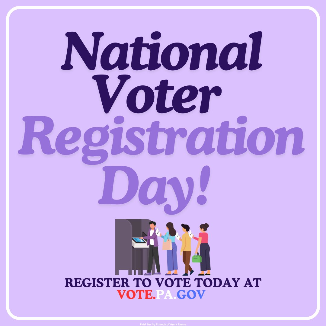 Today is #NationalVoterRegistrationDay which is the perfect time to check your voter registration status or sign up to vote if you are not currently registered!

Register to vote today at vote.pa.gov🗳️