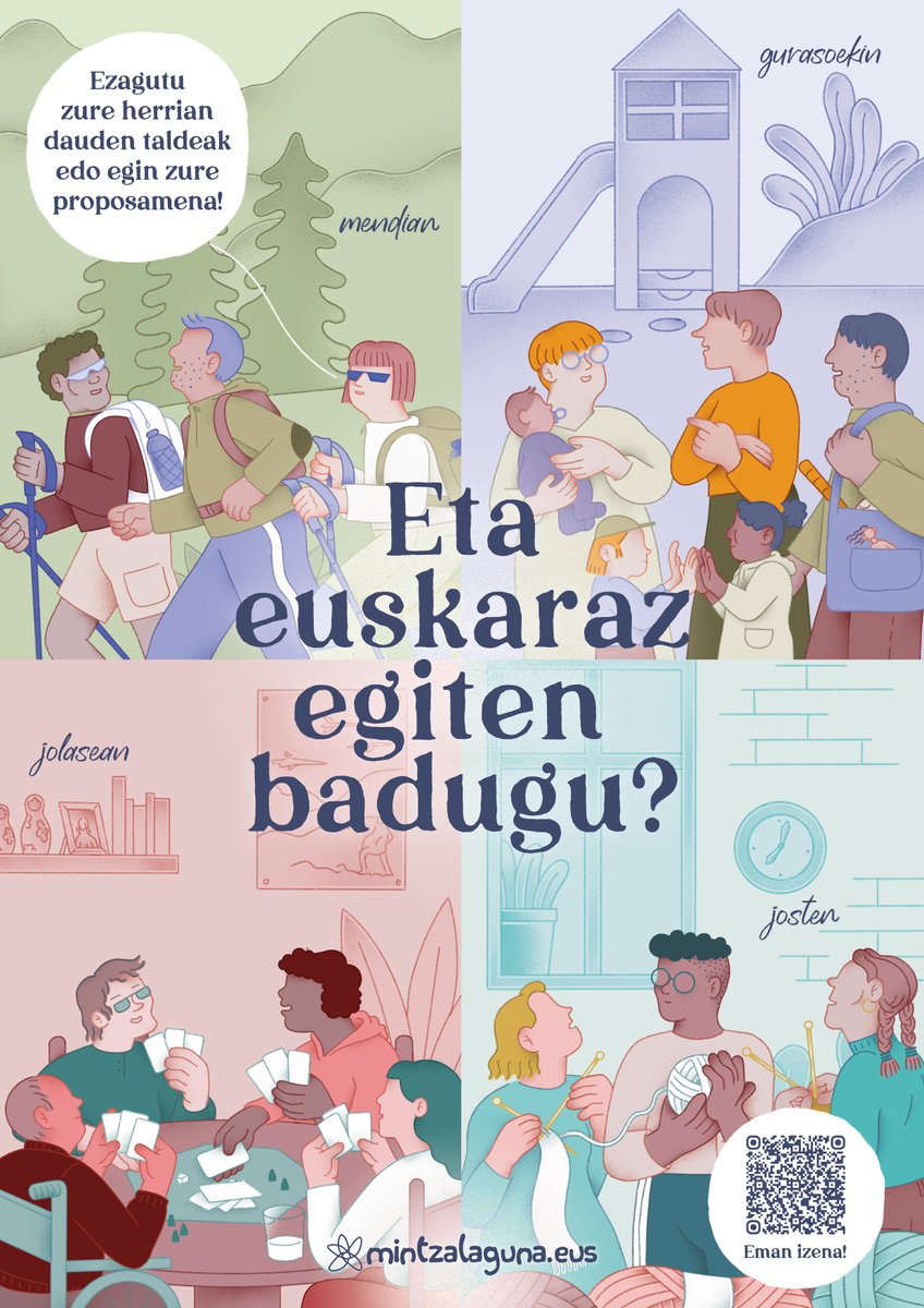 TaupaMugimendua's tweet photo. Eta euskaraz egiten badugu? 💬

👥Mintzapraktika eta gehien maite duzuna uztartu, zure  zaletasuna partekatu. #ZaletuEuskaraz

🫰 Lagunartean, zure beharretara egokituta eta gustura sentitzeko espazio batean.

▶️ Eman izena! https://t.co/bpJ9MjuPwC
    
  #EginDezagunEuskaraz https://t.co/KrrKsUaBmb