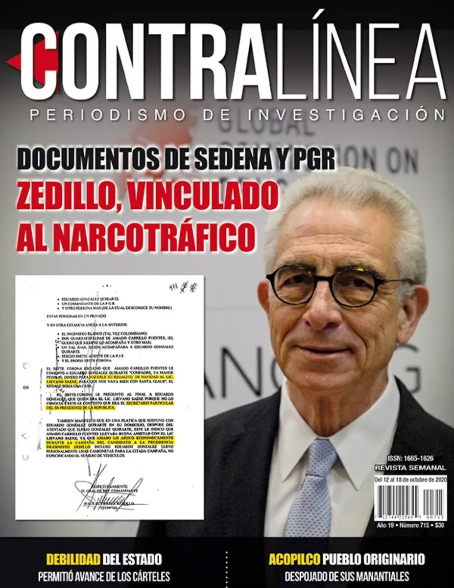 -#Corrupción de 5 expresidentes: #PGR confirmó vínculos de #Zedillo y su familia con el #narcotráfico

-Los vínculos de #Zedillo con el cártel #Colima

#Contralínea #PeriodismodeInvestigación

Lee aquí
👉🏼ow.ly/6qhY50TpAhW
👉🏼ow.ly/9Pn250TpAiC