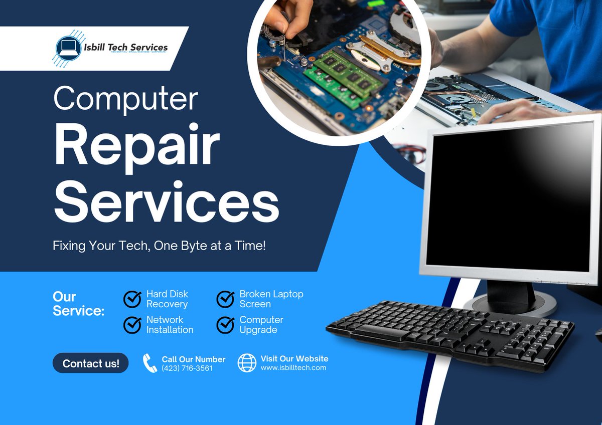 IsbillTech's tweet image. Get your computer or laptop repaired, professionally and on time!

If you need help with anything tech, call: 423-716-3561. 📞📱

#compterrepair #devicerepair #isbilltech #isbilltechservices #fyp #clevelandtn