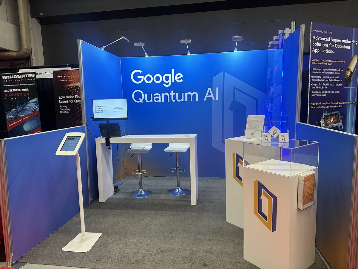 GoogleQuantumAI's tweet image. Google is proud to participate in IEEE Quantum Week - QCE24, bridging quantum research &amp;amp; real-world applications. Get an inside look at our booth below and learn more: goo.gle/3MPDHLl #QCE24 #QuantumComputing