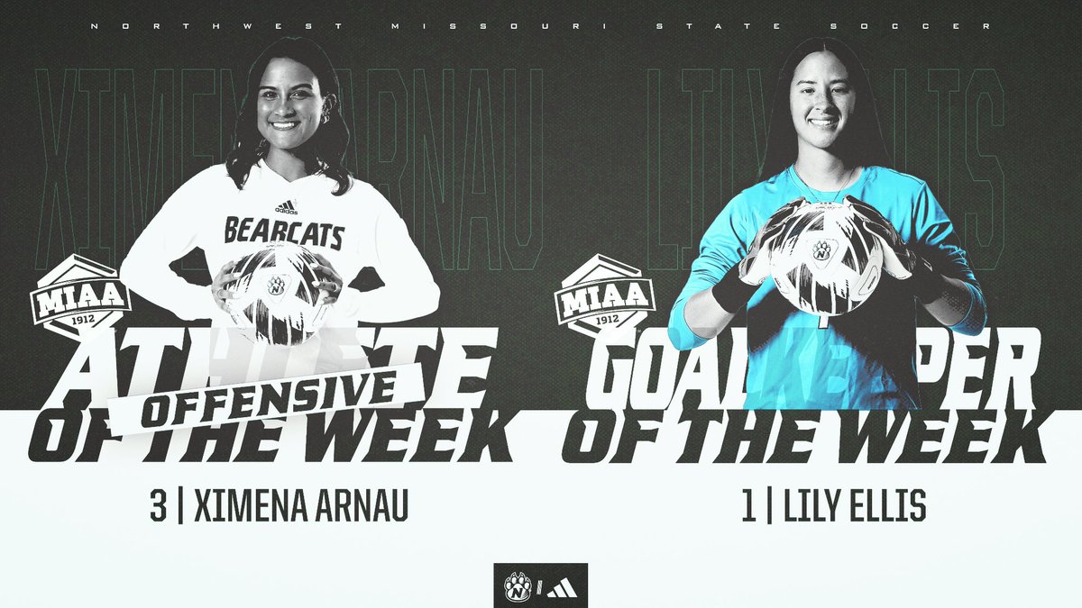 Northwest Missouri State junior goalkeeper Lily Ellis and sophomore midfielder Ximena Arnau have been named MIAA Athletes of the Week following an impressive stretch in which the Bearcats secured a win and two draws against nationally ranked opponents.

Arnau (Kansas City, Mo.)