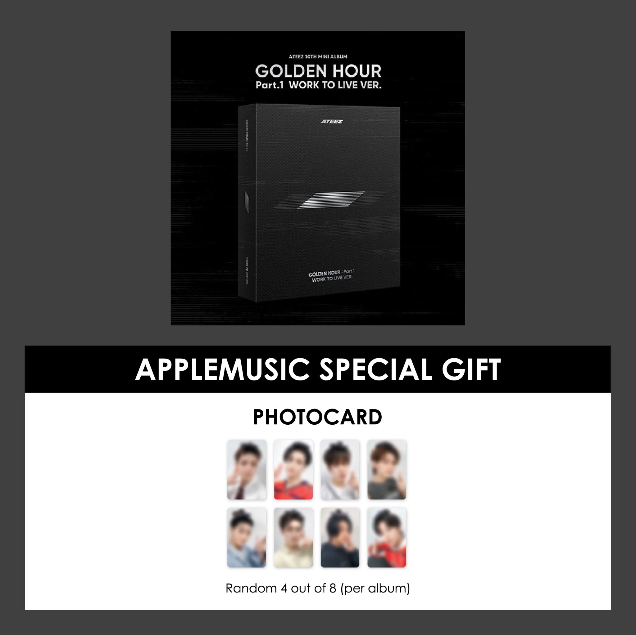 APPLE MUSIC Gift] ATEEZ - 10th Mini Album GOLDEN HOUR Part.1 (WORK