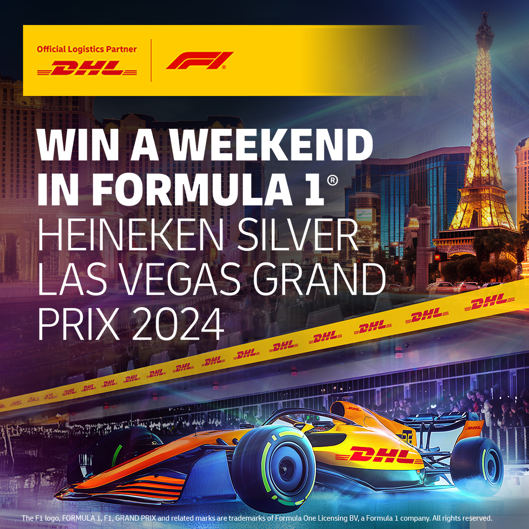DHLUS's tweet image. Put your knowledge to the test and enter for a chance to win tickets to experience the exhilarating Formula 1 HEINEKEN SILVER LAS VEGAS GRAND PRIX 2024! 

Enter now for a chance to win: dhl.gl/4gvIwHa

#DHLF1TriviaChallenge #F1LasVegas #RaceToWin