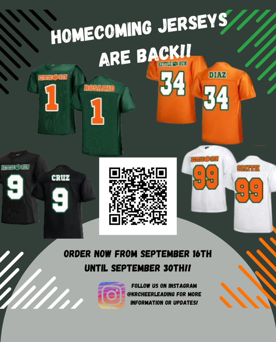 Order your Kettle Run Jerseys or have them in time for the Homecoming Game! Jerseys are $40

Please pay on School Cash Online or give your Cash or Check made payable to KRHS to the cheerleader or coach you are purchasing from.

 Form: docs.google.com/forms/d/e/1FAI…

<a href="/KettleRunNews/">Kettle Run HS</a>