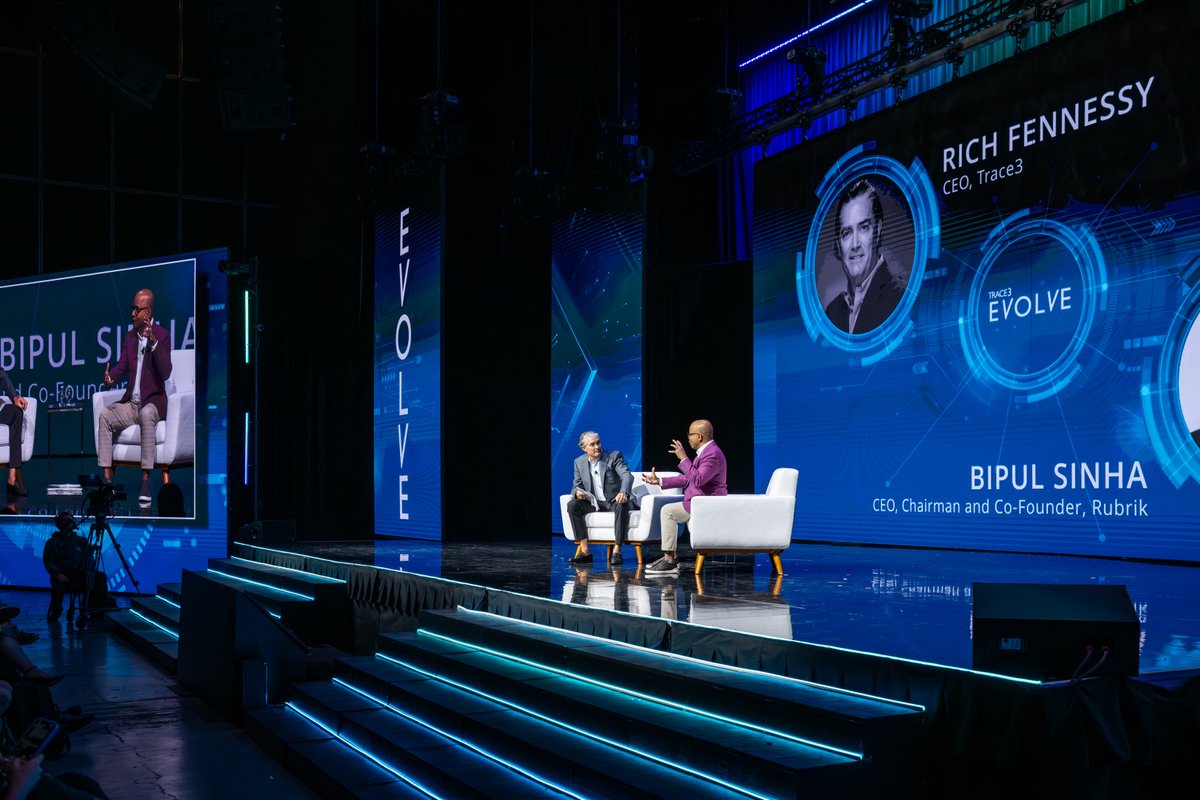 rubrikInc's tweet image. Rubrik CEO @BipulSinha took the stage with @Trace3 CEO Rich Fennessy at #EvolveConference to tell his incredible story and spread the word about the power of maximal thinking. Incredible! 👏