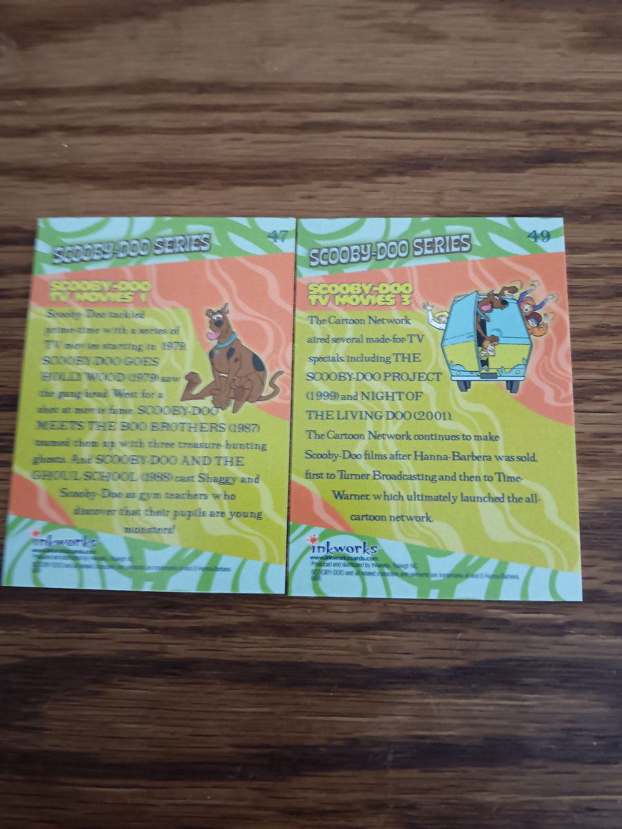 kidwell_sean2's tweet image. Scooby-Doo Series 47: Scooby-Doo TV Movies 1 &amp;amp; Scooby-Doo Series 49: Scooby-Doo TV Movies from Inkworks Scooby-Doo! Mysteries And Monsters Premium Trading Cards #tradingcardtuesday