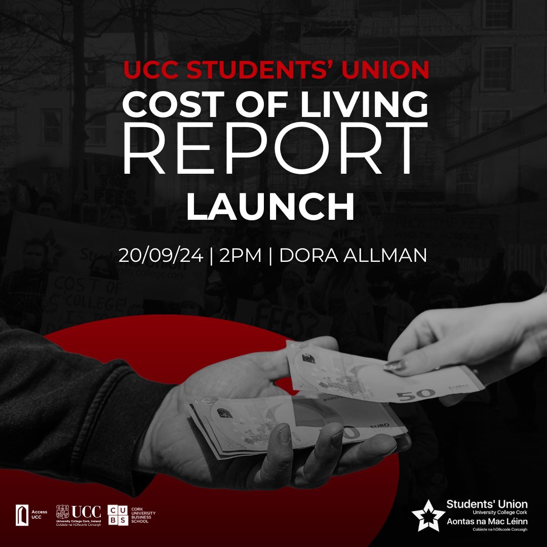 UCC Students’ Union will be launching our Cost of Living Report this Friday at 2pm ⭐️

The report shares key data collected in May 2023 and sheds light on the profound impact of the cost-of-living crisis on students’ lives and wellbeing. 

(1/2)